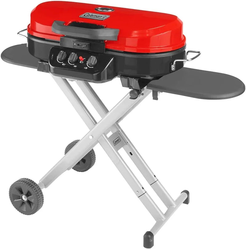 RoadTrip Portable Stand-Up Propane Grill with 3 Adjustable Burners & Instastart Ignition, 20,000 BTUs of Power for Outdoor Cooking V9634