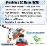 Commercial Floor Scrubber Machine with Brushes and Pads, Heavy Duty Floor Buffer Polisher and Cleaner- Deep Cleaning Tile and Grout, Hardwood Floors and Carpets without Getting on Hands and Knees