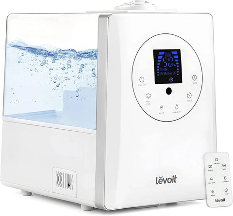 Intelligent evaporative humidifier, suitable for the entire home, with a coverage area of up to 3000 square feet, a capacity of 6 gallons, capable of continuous use for 72 hours, equipped with high-quality filters, featuring a dry mode, equipped with
