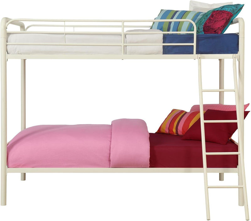 DHP Dusty Twin Over Full Metal Bunk Bed, Off White D9442