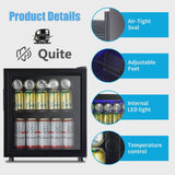 62-Can Beverage Cooler and Refrigerator, Small Mini Fridge for Home, Office or Bar with Glass Door and Adjustable Removable Shelves Perfect for...