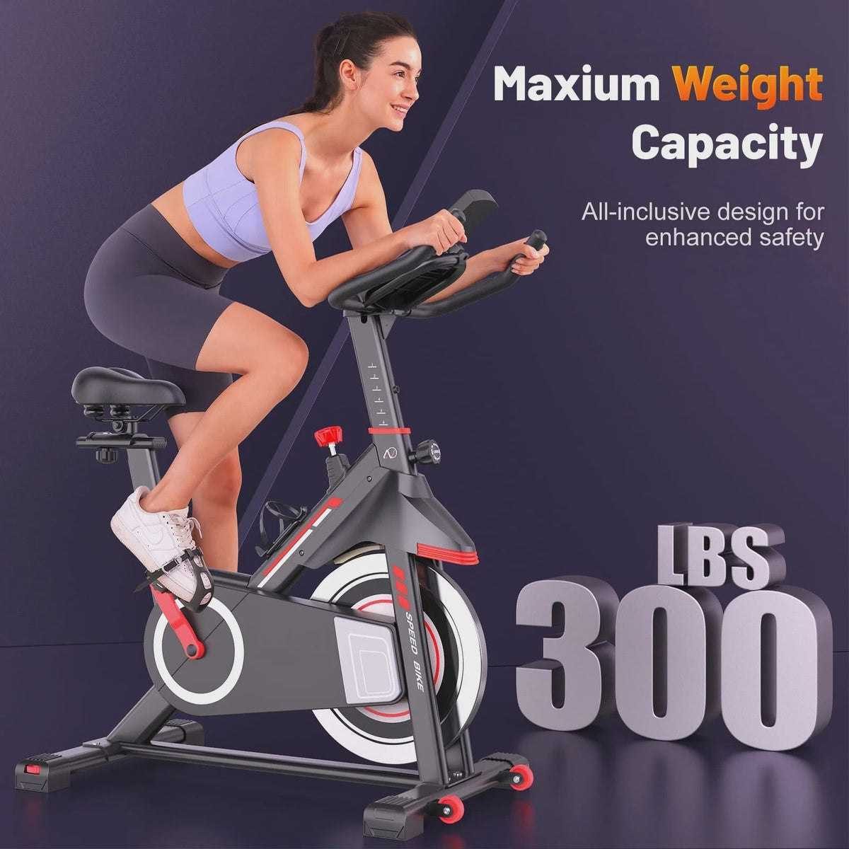 ANCHEER Exercise Bike for Home,Heavy Duty Indoor Stationary Bike with Comfortable Seat Cushion,300lbs Max Weight Capacity,Home Gym Cardio Workout...