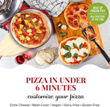 Pizza oven, with pizza cutter and dough roller, 12-inch portable indoor electric oven, 12-inch indoor pizza oven