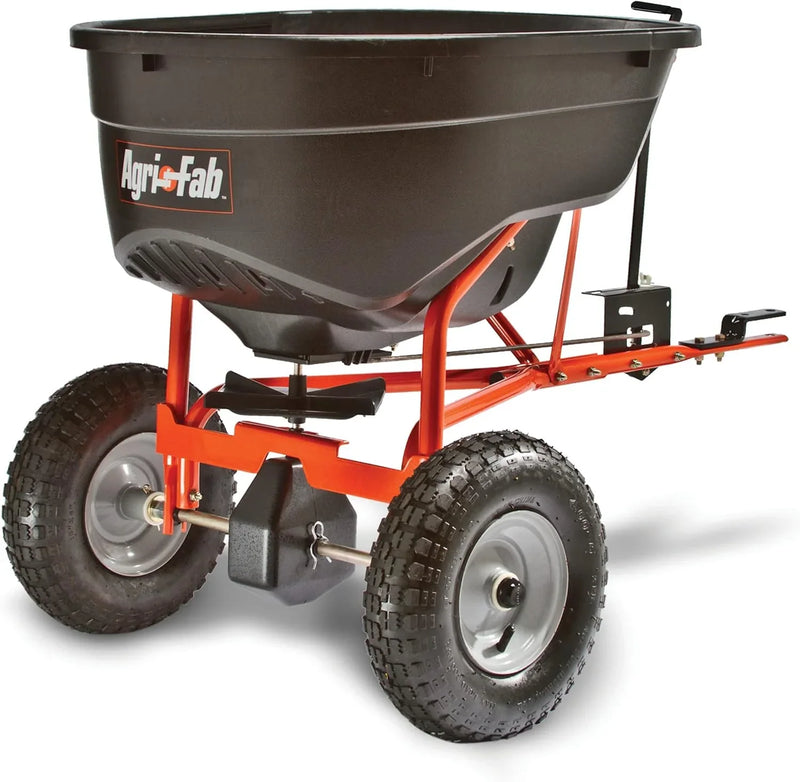 Tow-Behind Lawn & Garden Broadcast Spreader for Seed,Fertilizer,Salt,Ice Melt; Easy to use Flow Control from Seat of Riding Lawn Mower S2471