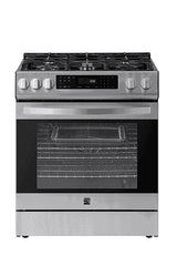 22-76853 5.6 cu. ft. Front-Control 5 Burner True Convection Gas Range with Oven, Large Window, Three Oven Racks, Dishwasher Safe Cast Iron...