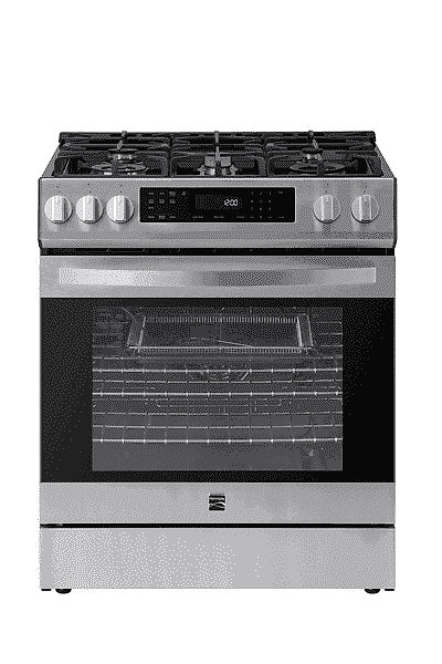 22-76853 5.6 cu. ft. Front-Control 5 Burner True Convection Gas Range with Oven, Large Window, Three Oven Racks, Dishwasher Safe Cast Iron...