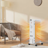 1500W Electric Oil Filled Radiator Space Heater 5-Fin Thermostat Room Radiant
