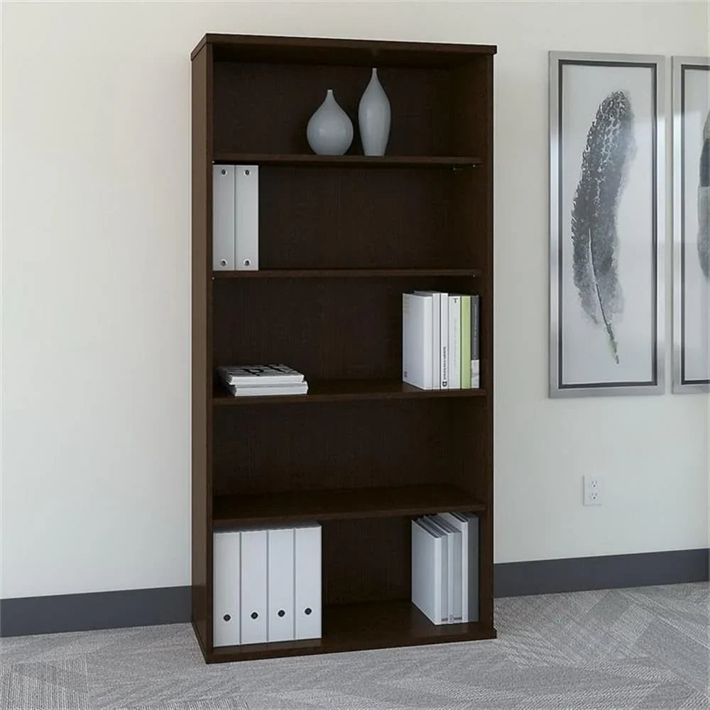 Bush Business Furniture Series C Tall 5 Shelf Bookcase in Mocha Cherry, Large Bookshelf for Home and Professional Office