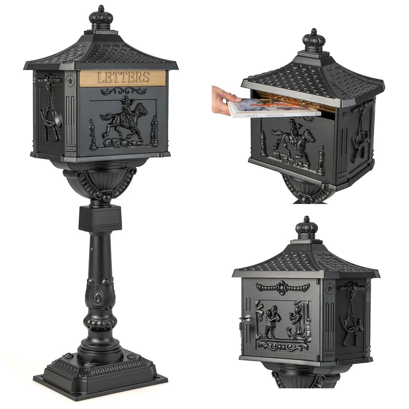 Cast Aluminum Mailbox with Post R9253