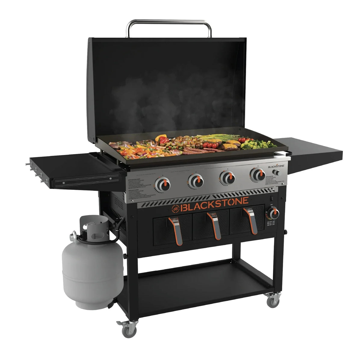 4-Burner 36" Propane Outdoor Griddle with Air Fryer and Hood