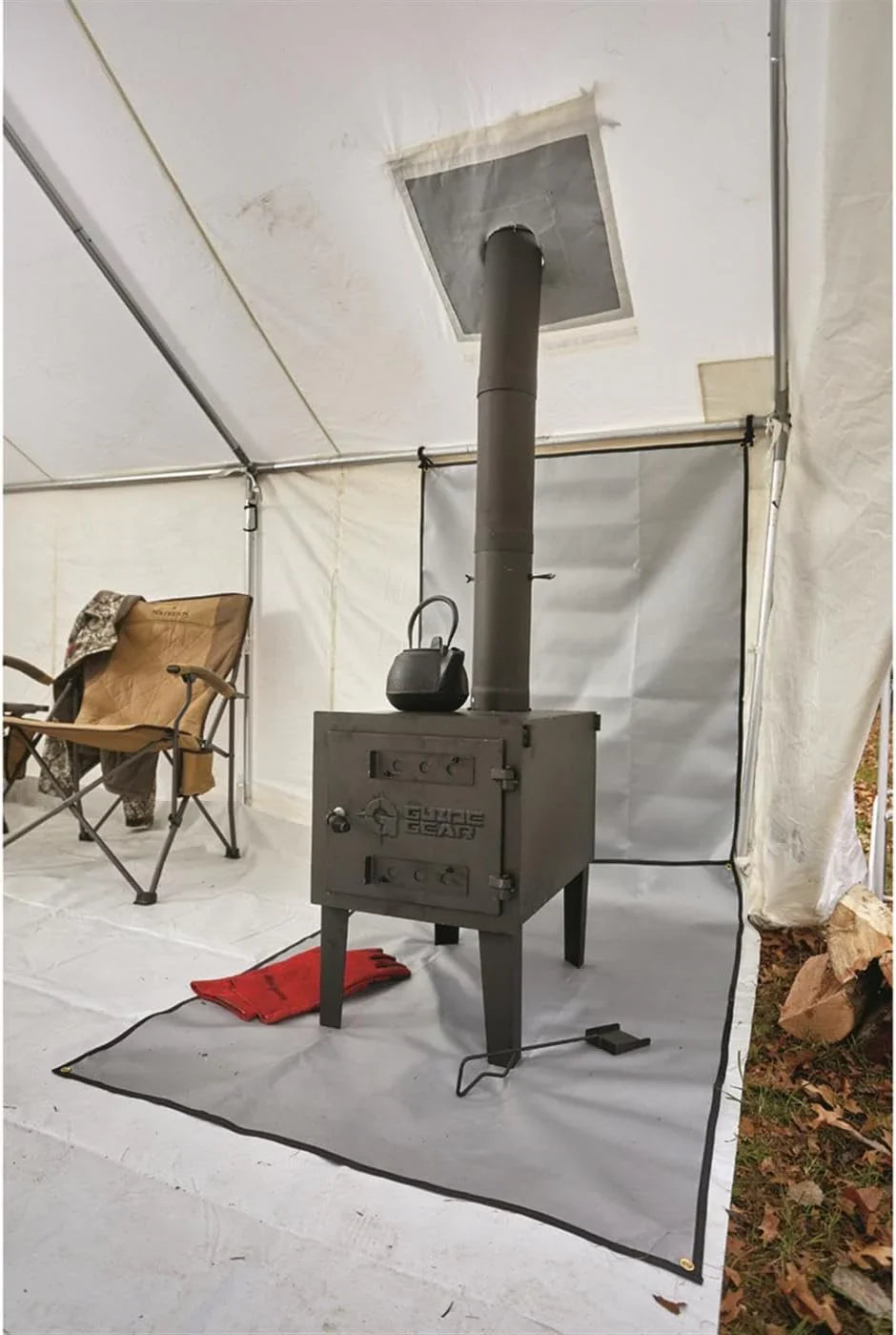 Guide Gear Large Outdoor Wood Burning Stove Portable with Chimney Pipe for Cooking, Camping, Tent, Hiking, Fishing, Backpacking