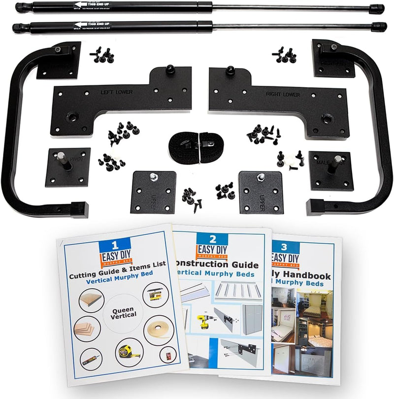 Queen Hardware Kit – Vertical Wall Bed for Space-Saving - Budget-Friendly DIY Setup -Made in CA - Hide Away Design with Murphy Bed Queen Hardware - Bed Lift Mechanism - Pull Down O6986