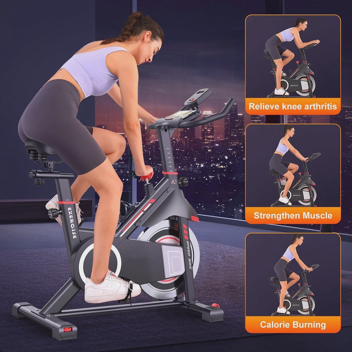 ANCHEER Exercise Bike for Home,Heavy Duty Indoor Stationary Bike with Comfortable Seat Cushion,300lbs Max Weight Capacity,Home Gym Cardio Workout...