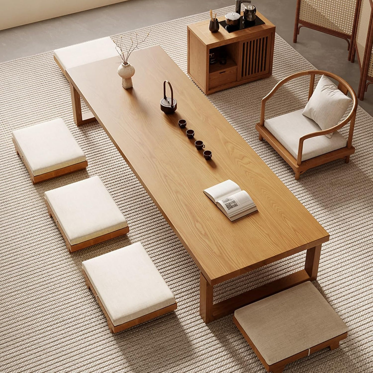 Japanese tatami coffee table,round wood coffee table,wooden coffee table living room,Japanese floor table，tea table,tatami table,low table for sitting on the floor,Walnut coffee table(100cm/39.3in)