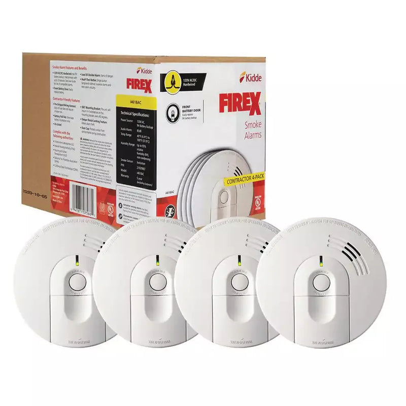 Firex 4 Pack Hardwired Smoke Detector with Ionization Sensor O7454