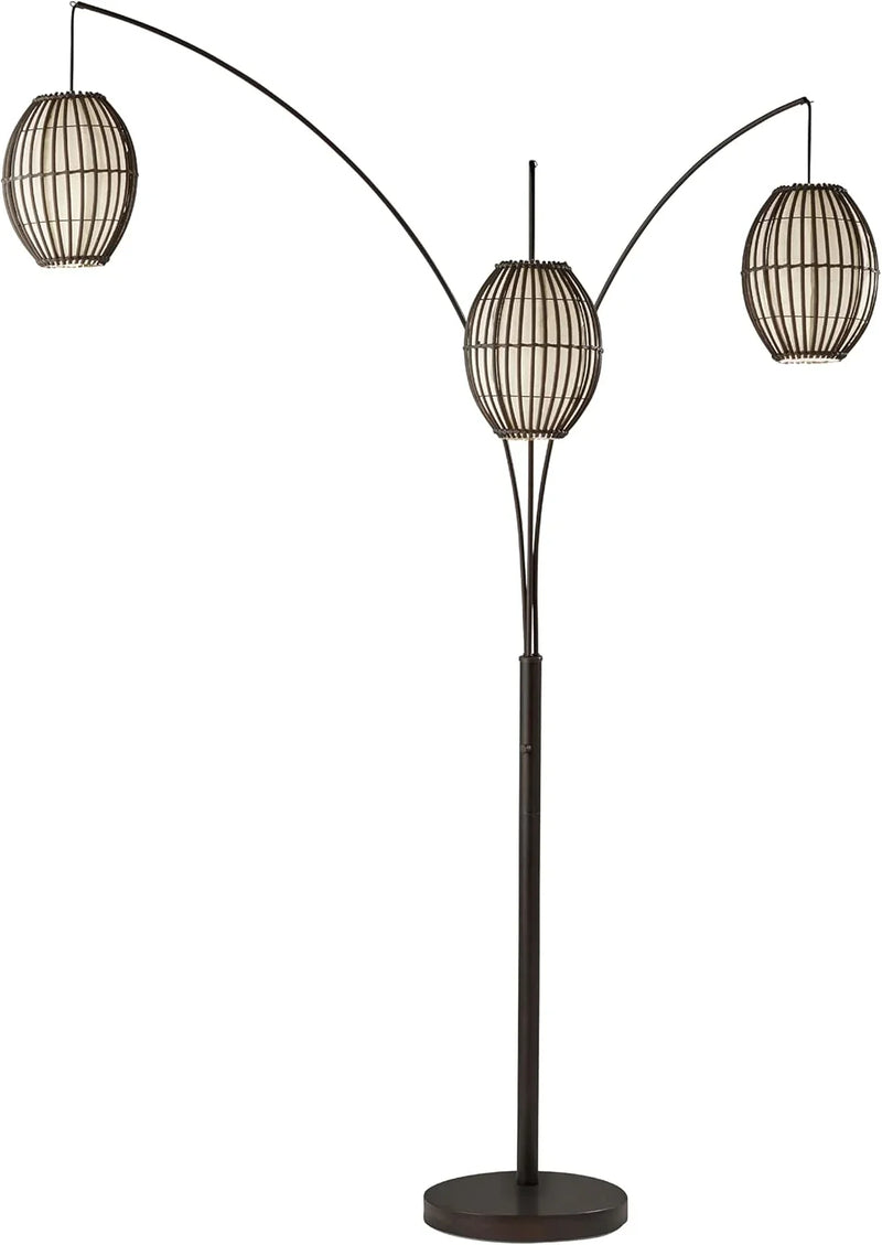 Floor lamp, equipped with three movable lampshades and an adjustable height design - perfect for decorating bedrooms, living rooms and corners, with a bronze color finish. A6446