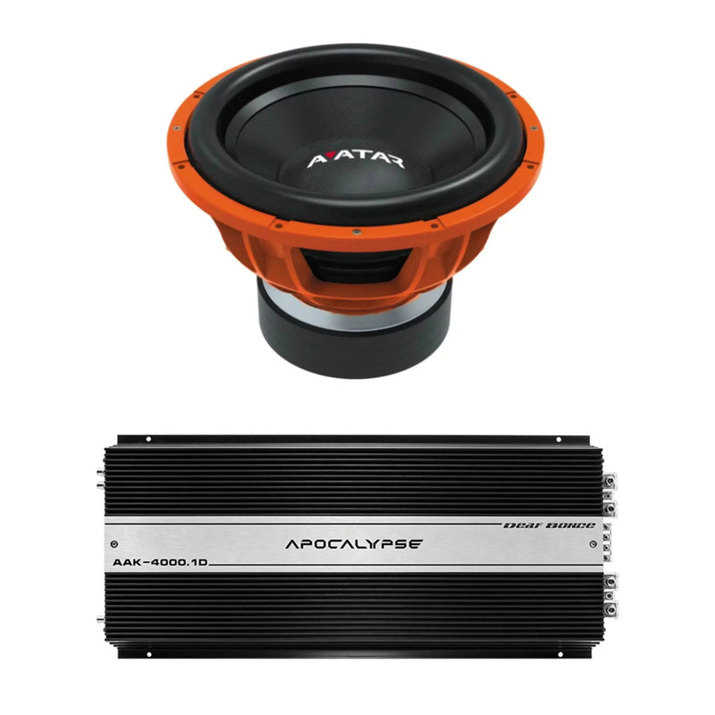 Deaf Bonce Car Audio 15" 2Ohm Avatar Subwoofer STU-1546-D2&Monoblock Amp Package New F7524