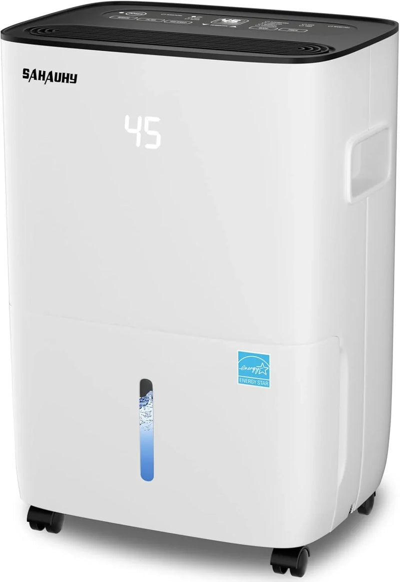 80-gallon Energy Star dehumidifier for basement, family bedrooms, large rooms (with a maximum area of up to 5200 square feet), equipped with drainage pipes and water tank S9364