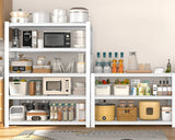28-inch wide x 12-inch deep x 59-inch high closet storage rack - 5 layers of white metal connected shelves, adjustable heavy-duty garage shelves, practical shelf-style storage rack for kitchen storage, 4-piece set