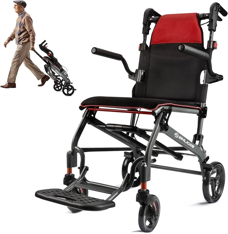 Wheelchairs for Adults Transport Chair Lightweight Foldable with Telescopic Handle, 19.4lbs Portable Folding Travel Wheel Chairs for Seniors K1720