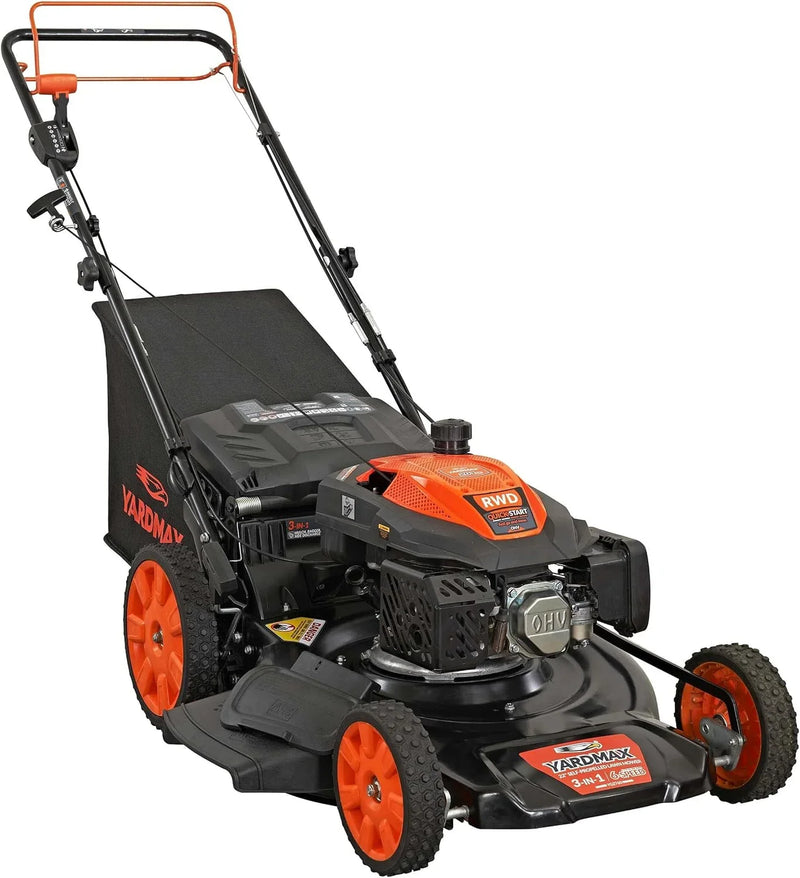 22 in. 201cc Select PACE 6 Speed CVT High Wheel RWD 3-in-1 Gas Walk Behind Self Propelled Lawn Mower, Black O8435