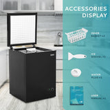 3.5 Cu.Ft Chest Freezer with Removable Basket, Small Deep Freezer Adjustable 7 Thermostat, Quiet Mini Freezer Free-Standing Top Door, Energy Saving for Apartment/Garage/Basement/Dorm/Home,Black