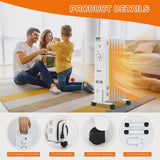 1500W Electric Oil Filled Radiator Space Heater 5-Fin Thermostat Room Radiant