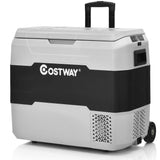 53 qt Wheeled Corded Electric Dual-Zone Portable Car Refrigerator, White