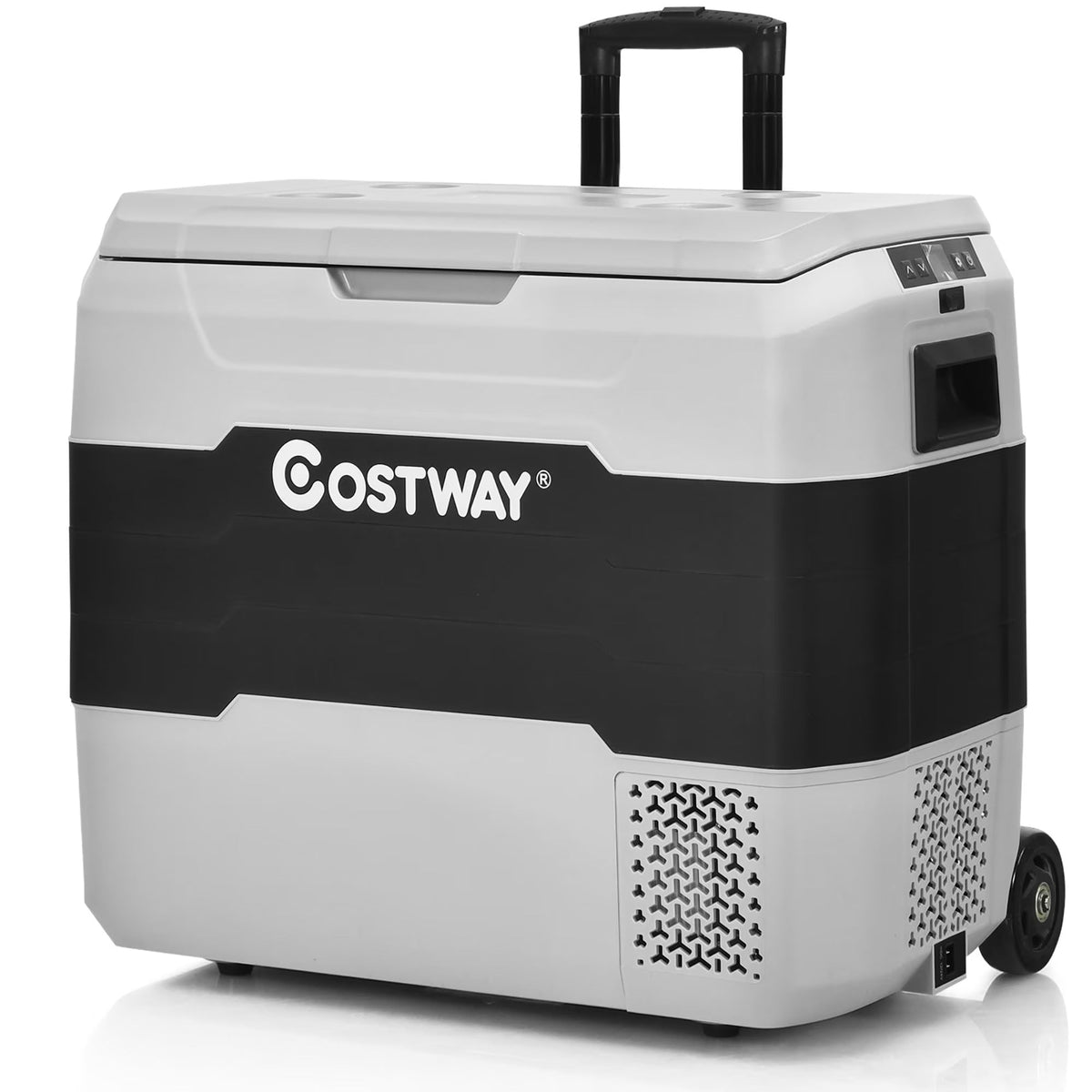 53 qt Wheeled Corded Electric Dual-Zone Portable Car Refrigerator, White