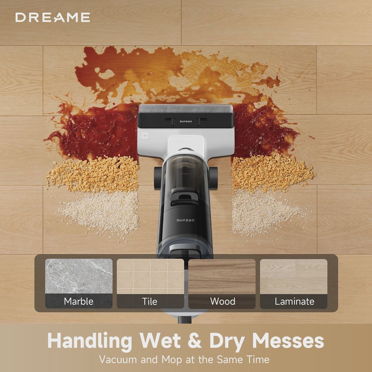Dreame FloorX 300 Wet Dry Vacuum Cleaner, Vacuum Mop All in One with Auto Self-Cleaning, Floor Cleaner Machine for Hard Floor, 35 Mins Runtime,...