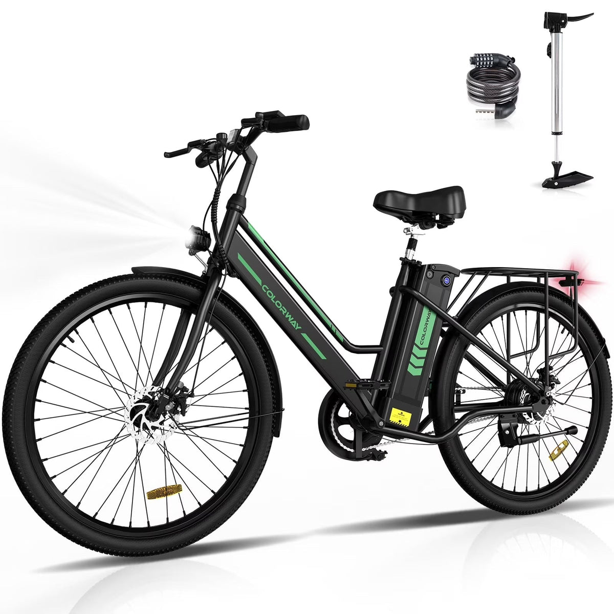 COLORWAY 26 in Electric Bike for Woman, 500W Powerful Motor, 36V 12AH Removable Battery E Bike, Max. Speed 19.9MPH Electric Bicycle UL2849