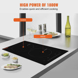 BENTISM 12 inch Electric Cooktop 2 Burners 1800W Stove Top Touch Control