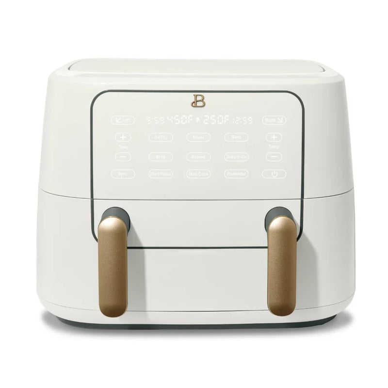 Beautiful 9QT TriZone Air Fryer, White Icing by Drew Barrymore M555