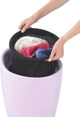 Bathroom stool with laundry basket, storage stool with soft padded seat, white stool for laundry sorting and storage, size 14.2 x 19.9 x 14.2 inches, white, 1-piece set