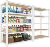 28-inch wide x 12-inch deep x 59-inch high closet storage rack - 5 layers of white metal connected shelves, adjustable heavy-duty garage shelves, practical shelf-style storage rack for kitchen storage, 4-piece set