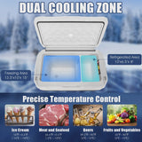 53 qt Wheeled Corded Electric Dual-Zone Portable Car Refrigerator, White