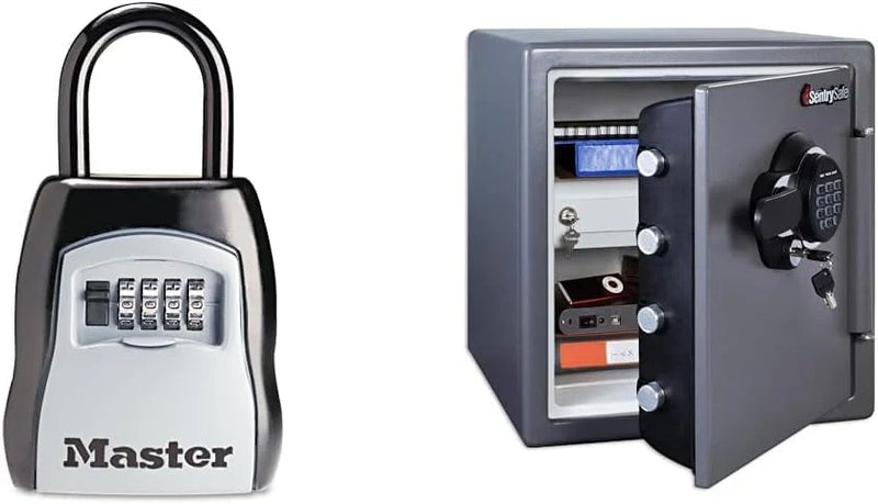 Key Lock Box, Outdoor Lock Box Bundle with SentrySafe Fireproof and Waterproof Safe, 1.23 Cubic Feet Q3584