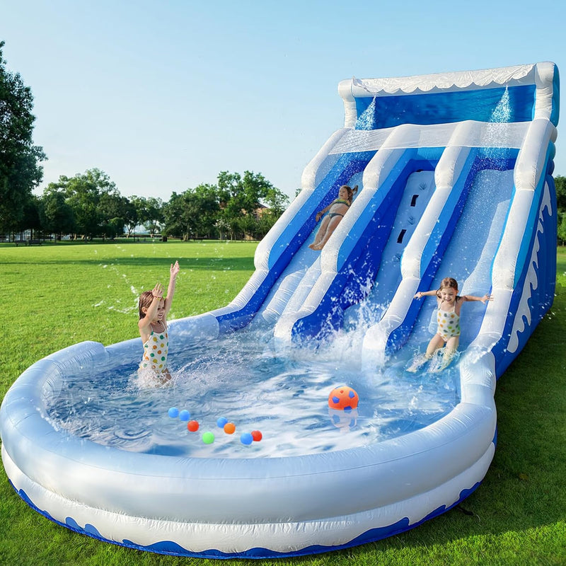 Large Inflatable Water Slide Swimming Pool Play Center, Commercial Grade Lightweight Premium Water Slide Bounce House 20.6x9.5x9.3Ft for Kids and Adults (with Blower) Y1226