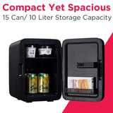 10L 15-Can Mini Personal Fridge – Black Stainless