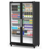 Commercial Refrigerator, Glass Door with LED Lighting – Upright Beverage Display Cooler for Home, Store, Gym, or Office, Featuring Double Swing Doors and 39 cu.ft