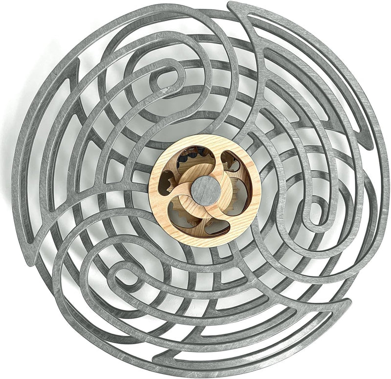 Mindsight Moving Wall Art - Wind up to power peaceful motion (no battery) - Calming Wall Décor Room, Office, Bedroom, Kitchen - Hand Crafted Wood - Ripple, Canyon Brown I1804