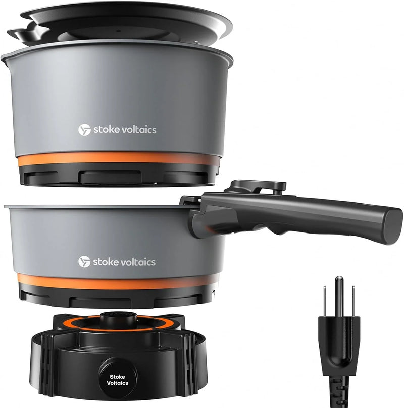 200 - 1000 watt electric camping stove, with cookware, 120 volt portable outdoor cooking set, windproof cookware, suitable for RVs, electric vehicles, off-road travel, RV life, car camping V9109