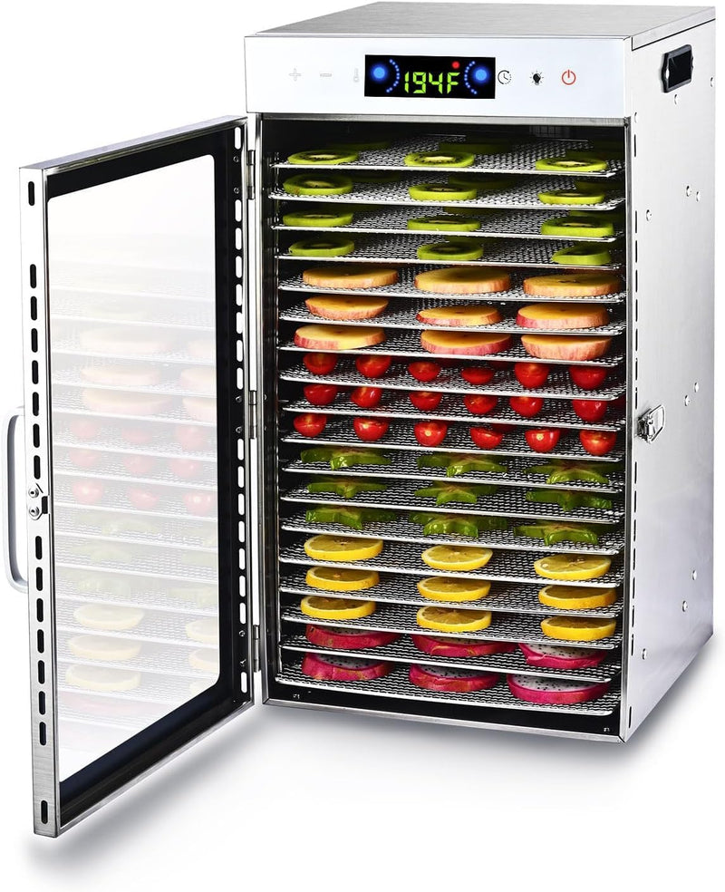 Touch screen 18-Floor Stainless Steel Food Dehydrator, Adjustable Timer and Temperature, 18 Racks, Dryer for Jerky, Meat, Fruits, herbs, tea, sourdough starter and Vegetables and lot more L1220