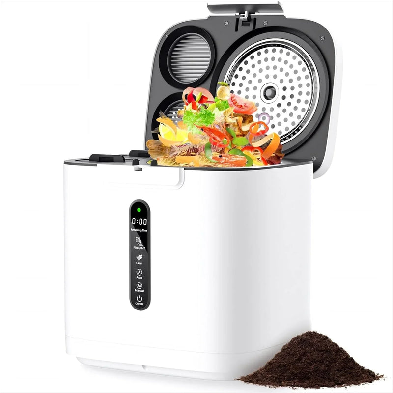 4L Electric Composter for Kitchen, Compost Bin for Countertop with Auto-Cleaning/Odor-Free/LED Display, Turn Kitchen Waste to Dry Compost Fertilizer, Indoor/Outdoor Compost Machine. Whites4 A460