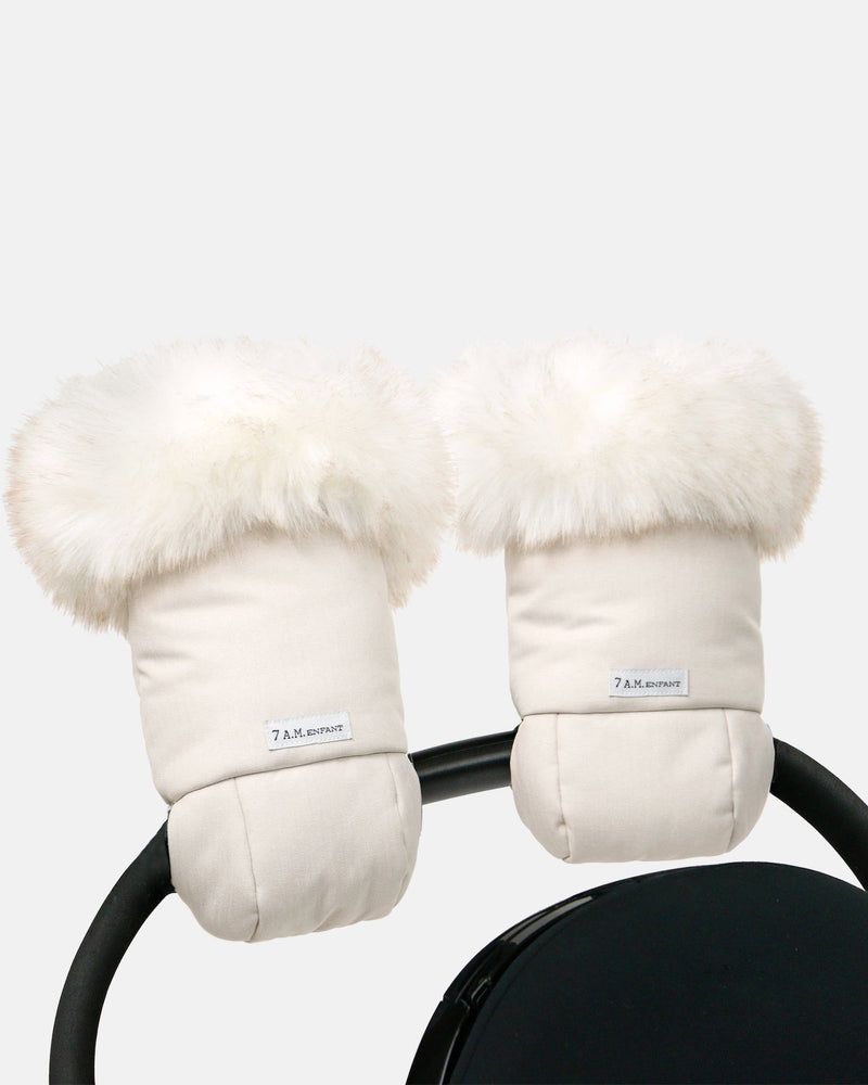 Enfant Warmmuffs - White Fur and Beige Heather X8889
