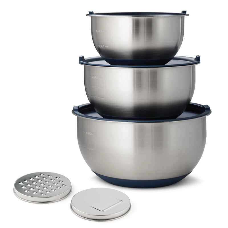 8-Piece Stainless Steel Mixing Bowl and Grater Set with Lids M9839
