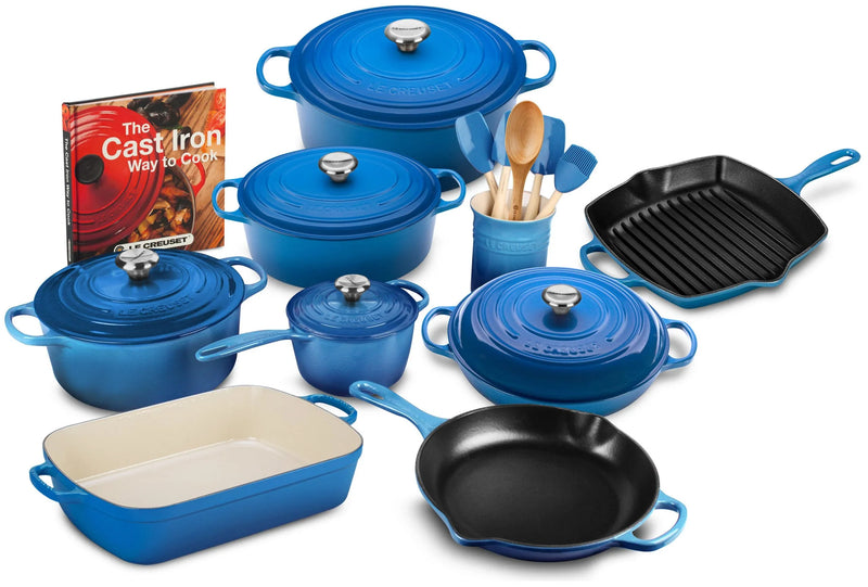 20-piece Signature Cast Iron Cookware Set,10.25 Skillet,1.75-quart Saucepan with Lid S4031