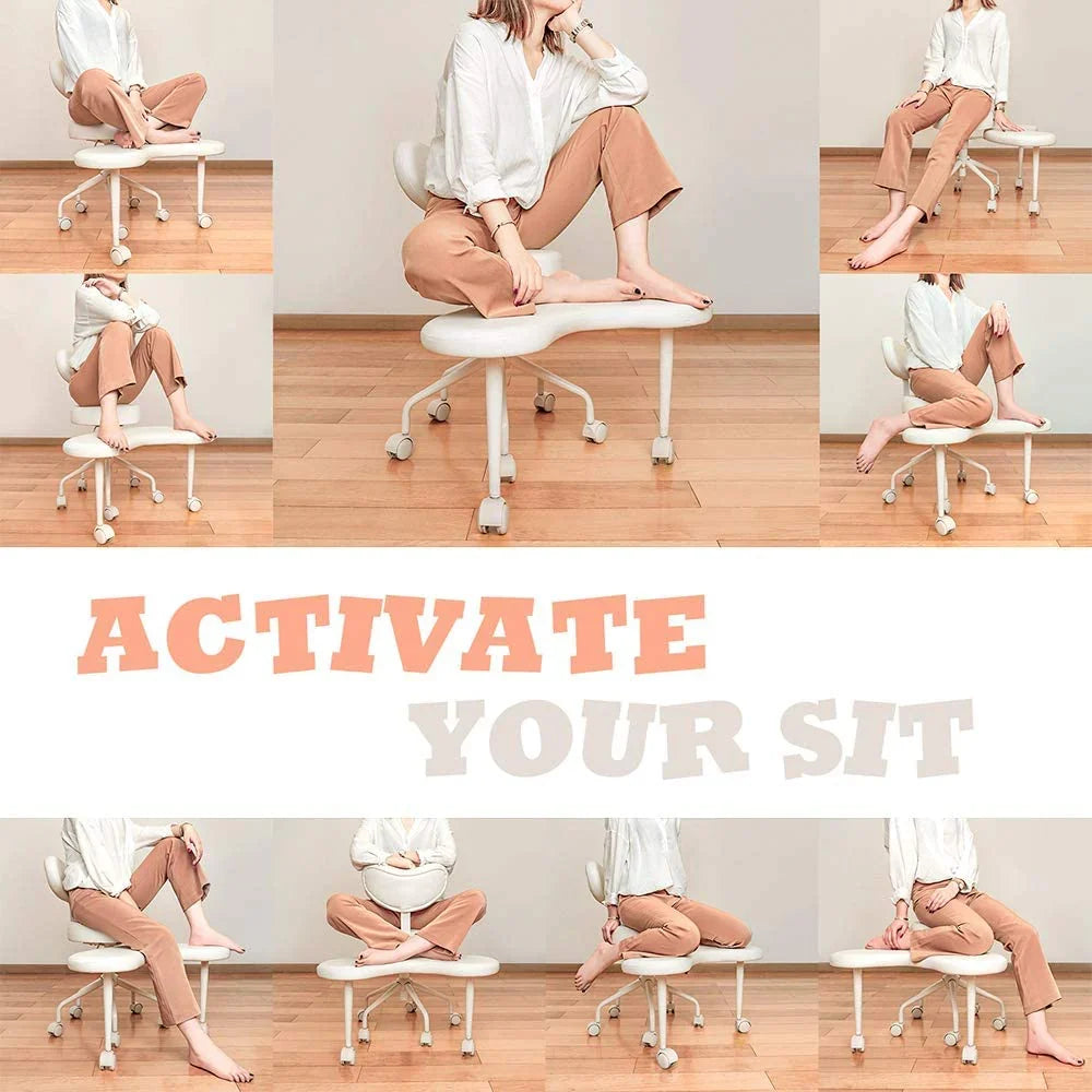 Meditation Chair, Home Office Desk Chair, Cross Legged Chair with Lumbar Support and Adjustable Stool