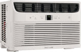 5000-watt window air conditioner, with a cooling area of 250 square feet, operates quietly, has easy and convenient temperature adjustment, 2 fan speeds, automatic restart function, and a white appearance