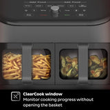 Air fryer, with a transparent casing, personalized programming, integrating 8 functions, capable of achieving various cooking methods such as frying, baking, drying, baking, heating and reheating.